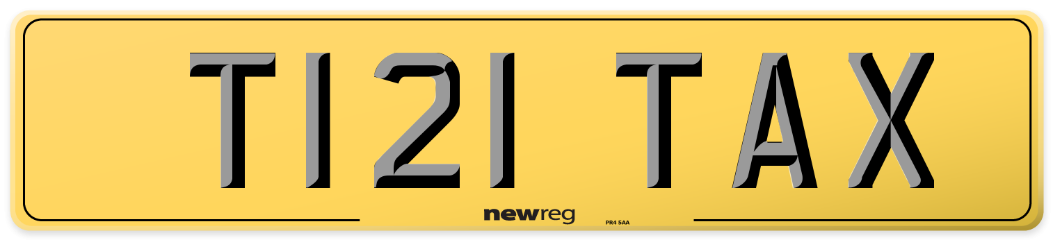 T121 TAX Rear Number Plate