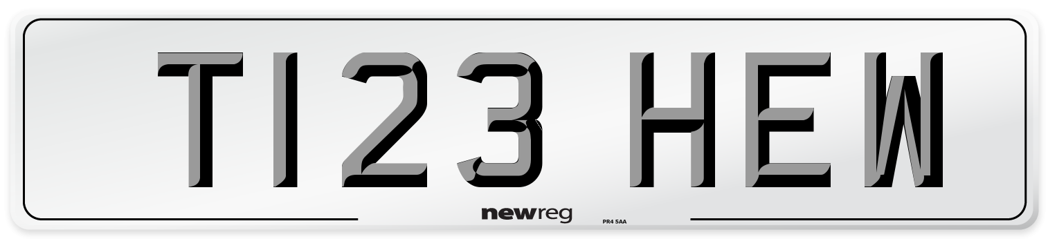 T123 HEW Front Number Plate