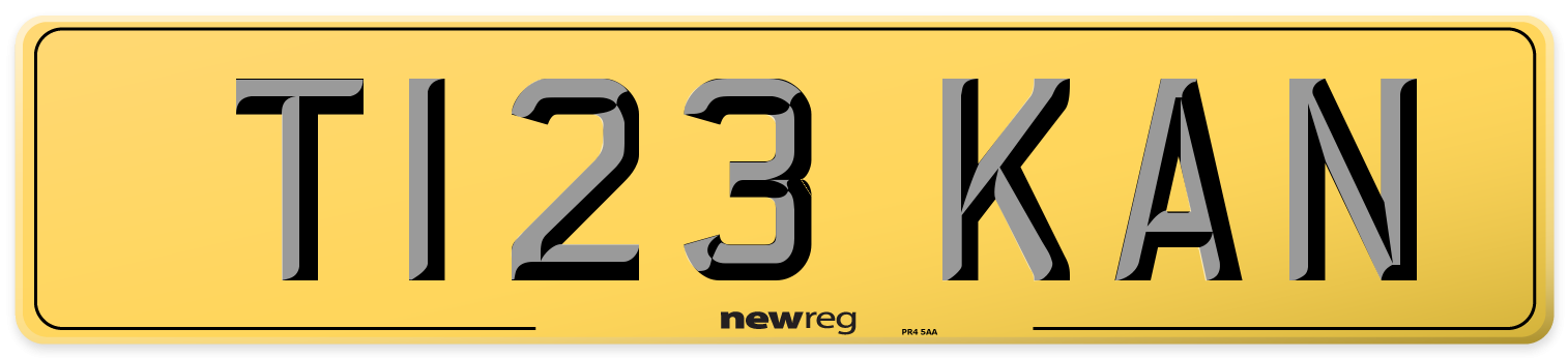 T123 KAN Rear Number Plate