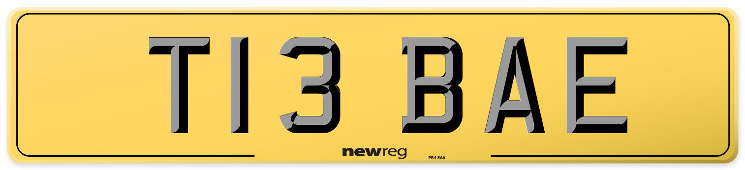 T13 BAE Rear Number Plate