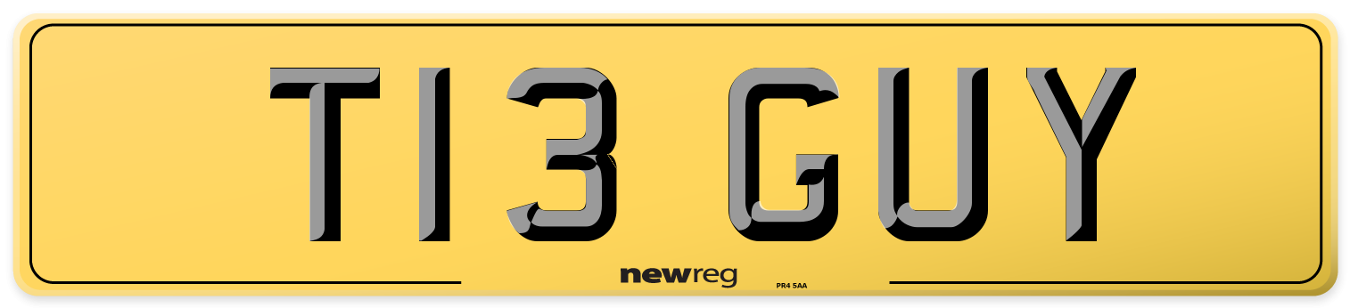 T13 GUY Rear Number Plate