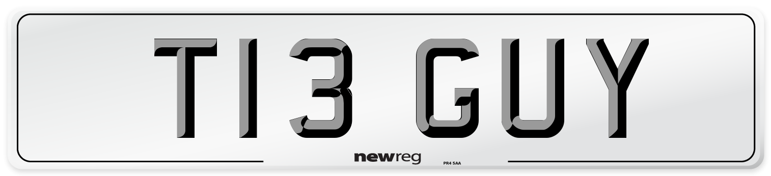 T13 GUY Front Number Plate
