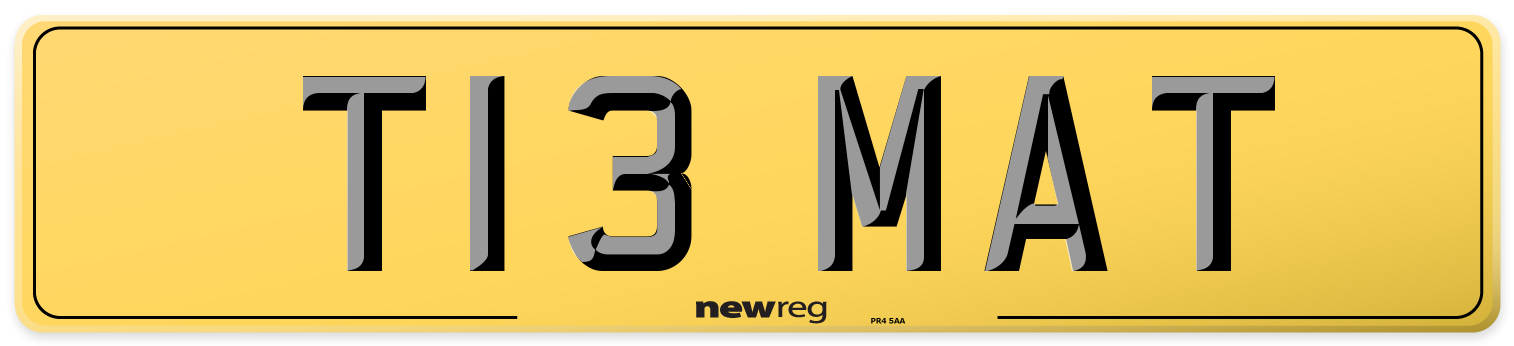 T13 MAT Rear Number Plate