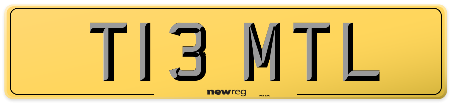 T13 MTL Rear Number Plate