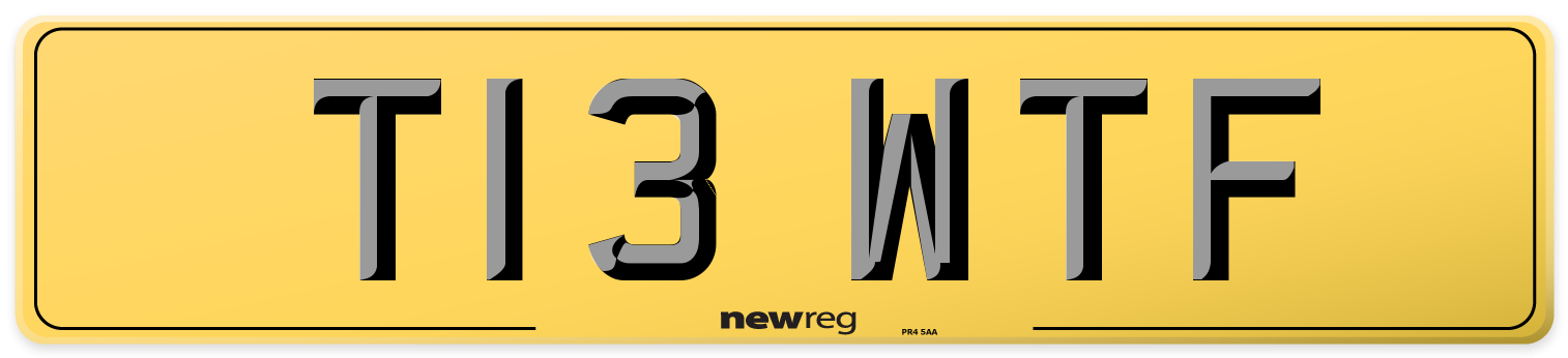 T13 WTF Rear Number Plate