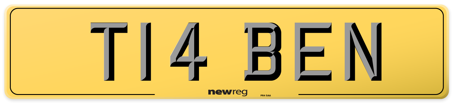 T14 BEN Rear Number Plate