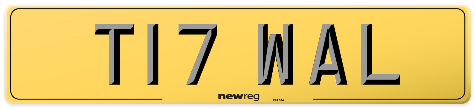 T17 WAL Rear Number Plate