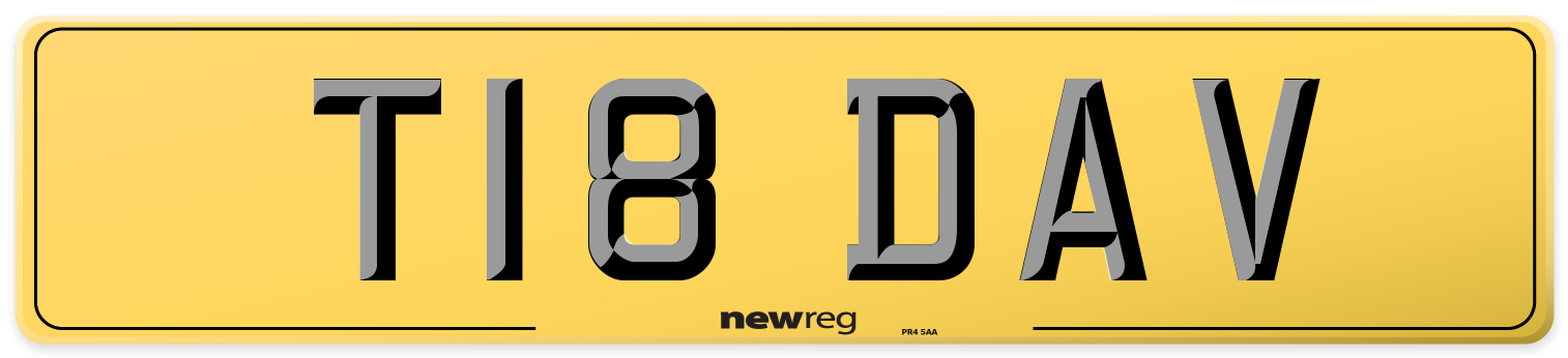 T18 DAV Rear Number Plate
