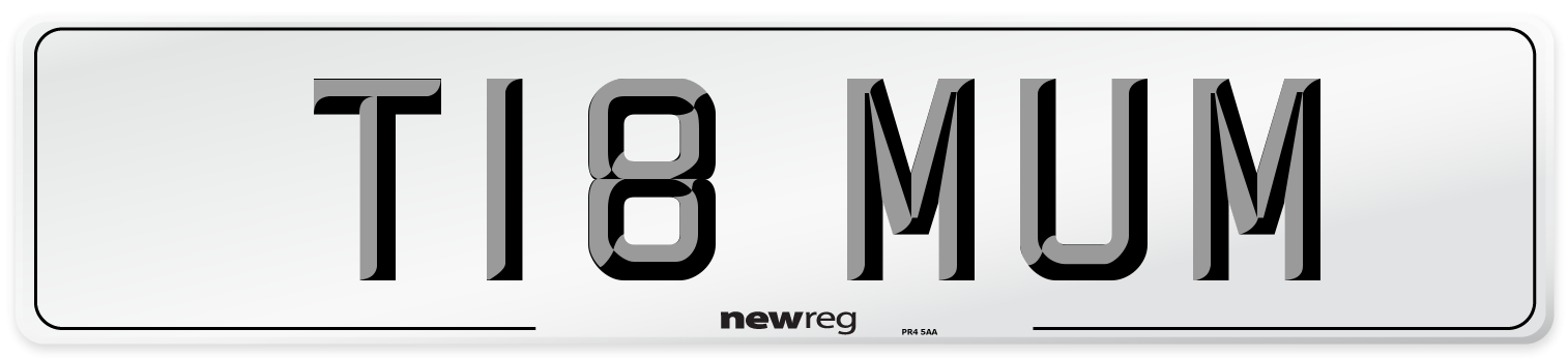 T18 MUM Front Number Plate