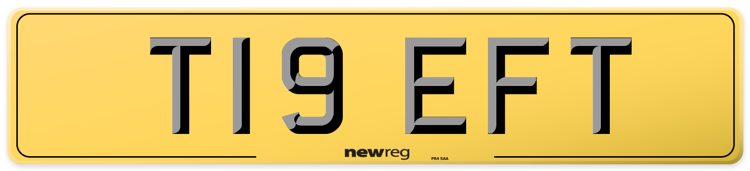 T19 EFT Rear Number Plate