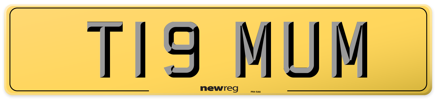 T19 MUM Rear Number Plate