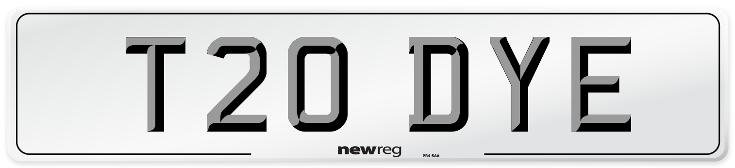 T20 DYE Front Number Plate