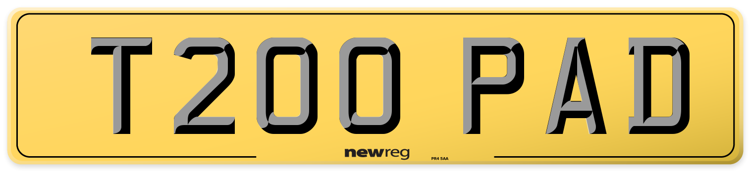 T200 PAD Rear Number Plate