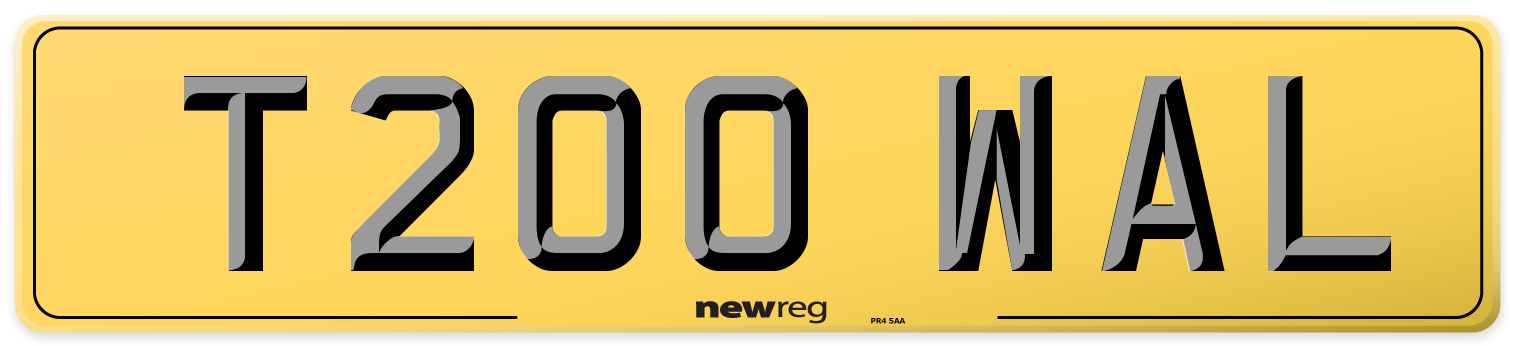 T200 WAL Rear Number Plate