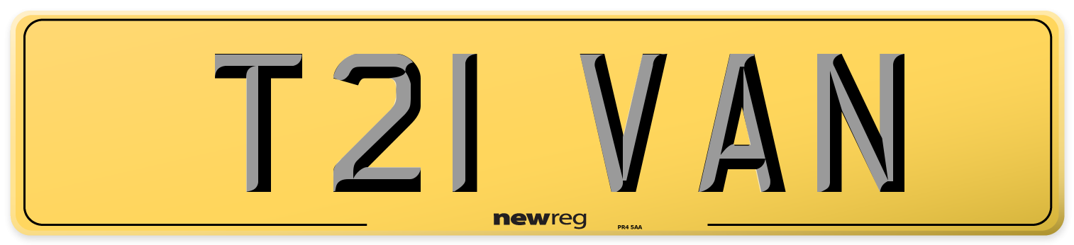 T21 VAN Rear Number Plate