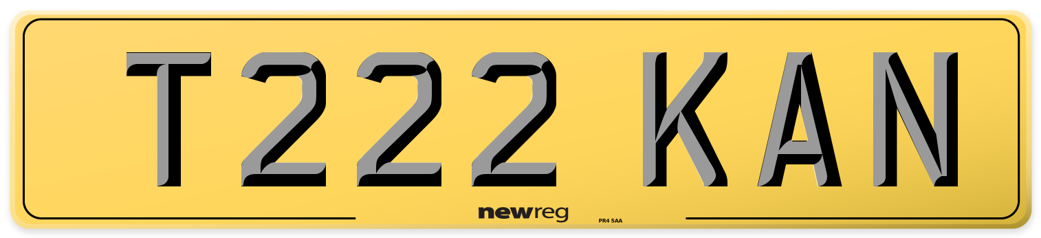 T222 KAN Rear Number Plate