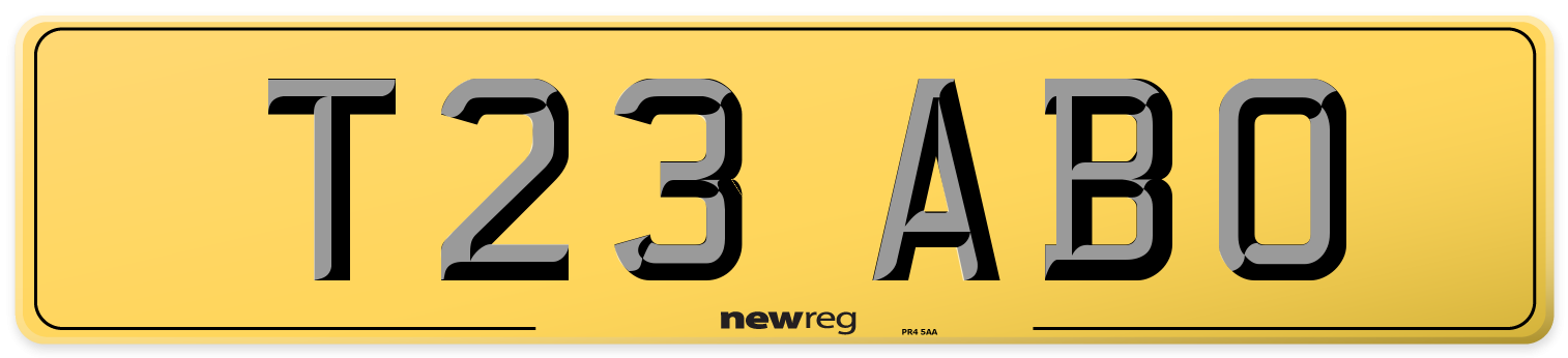 T23 ABO Rear Number Plate