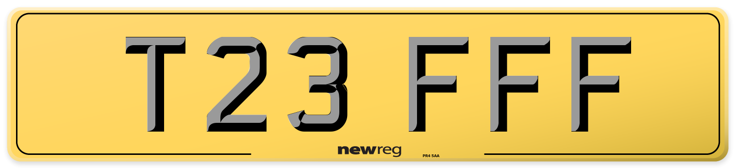 T23 FFF Rear Number Plate