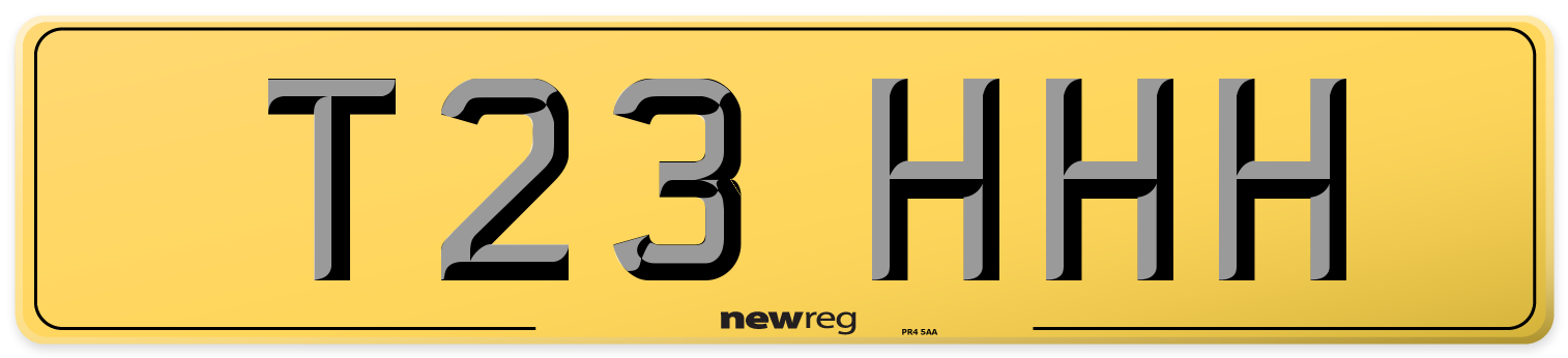 T23 HHH Rear Number Plate