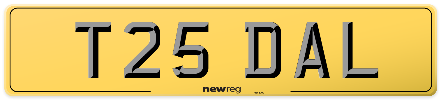 T25 DAL Rear Number Plate