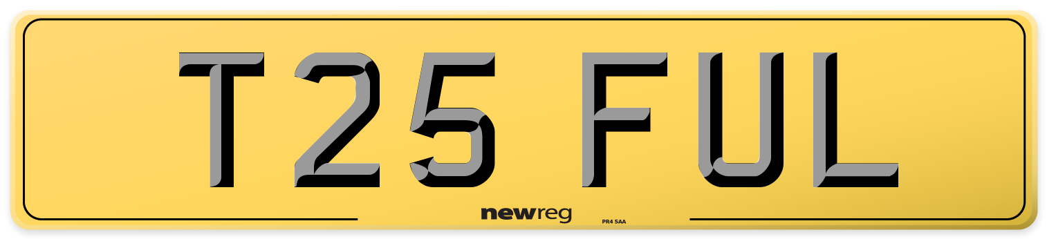 T25 FUL Rear Number Plate