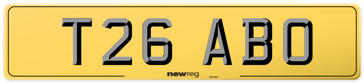 T26 ABO Rear Number Plate