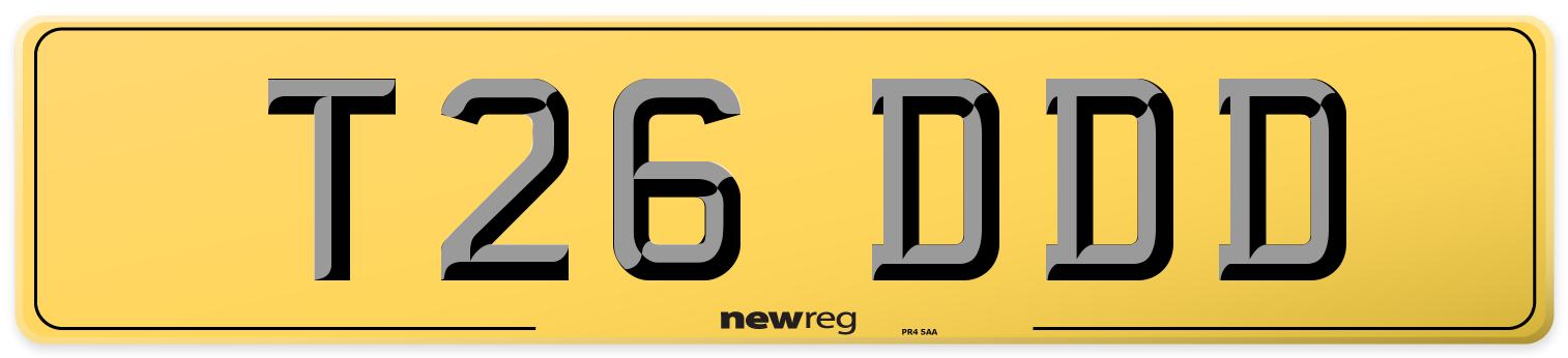 T26 DDD Rear Number Plate