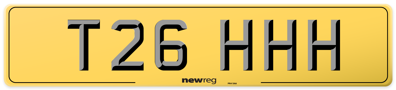 T26 HHH Rear Number Plate