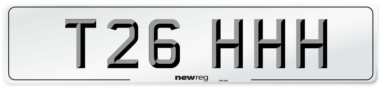 T26 HHH Front Number Plate