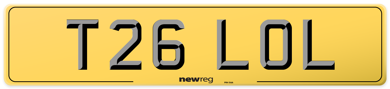 T26 LOL Rear Number Plate