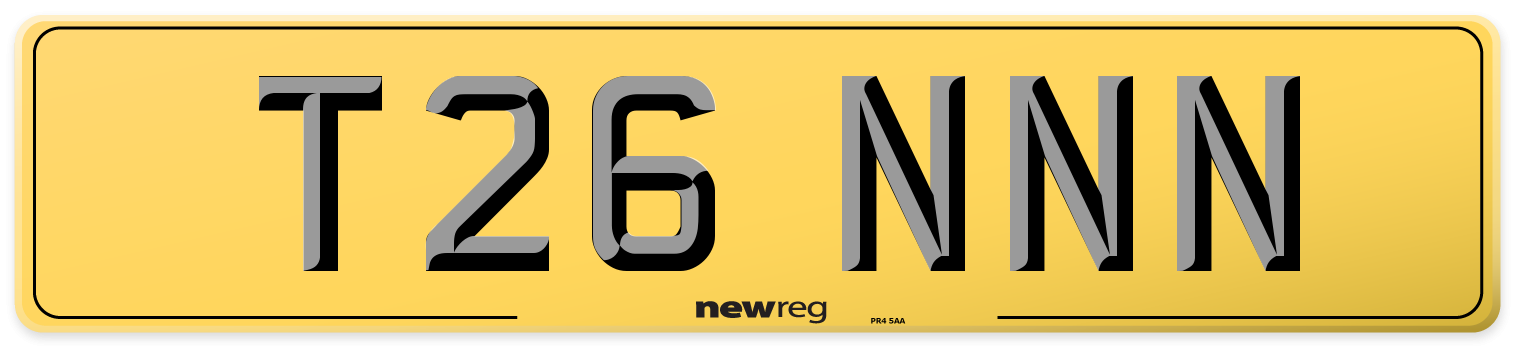 T26 NNN Rear Number Plate