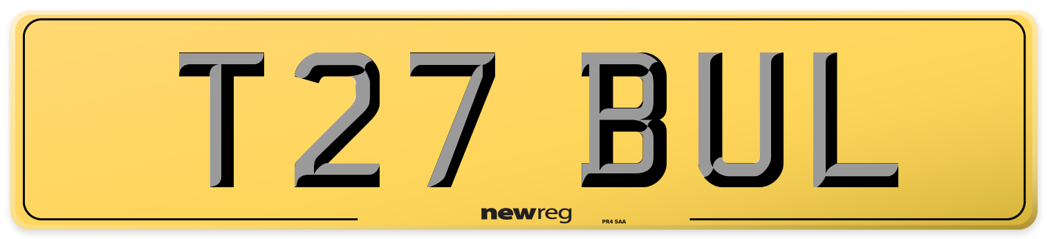 T27 BUL Rear Number Plate