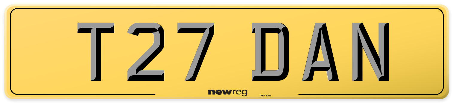 T27 DAN Rear Number Plate