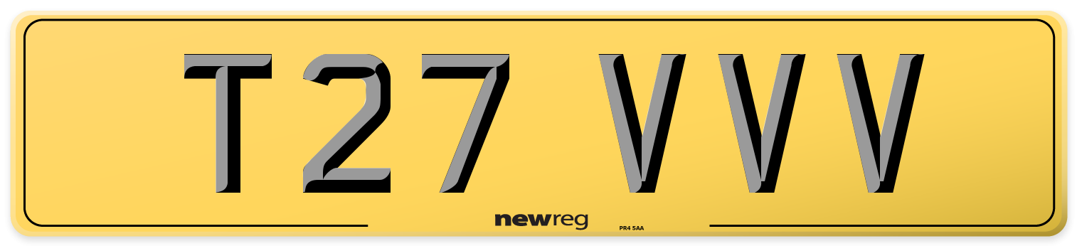 T27 VVV Rear Number Plate