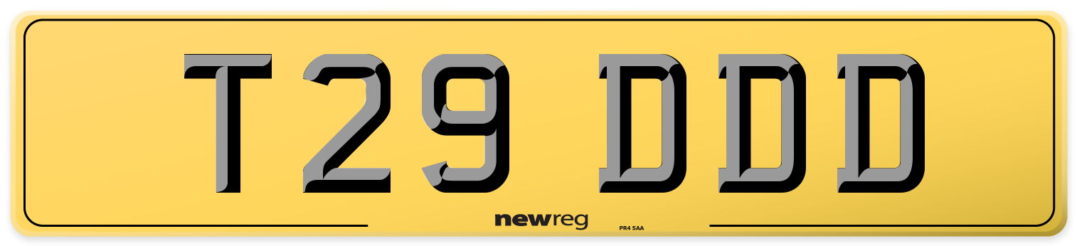 T29 DDD Rear Number Plate