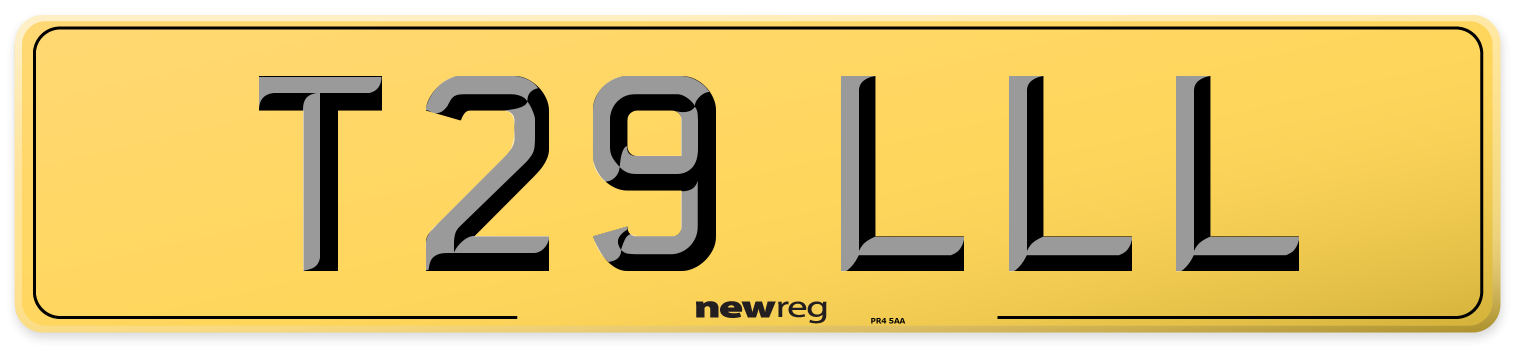 T29 LLL Rear Number Plate