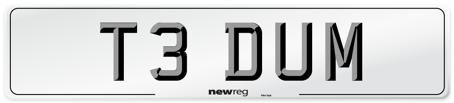T3 DUM Front Number Plate