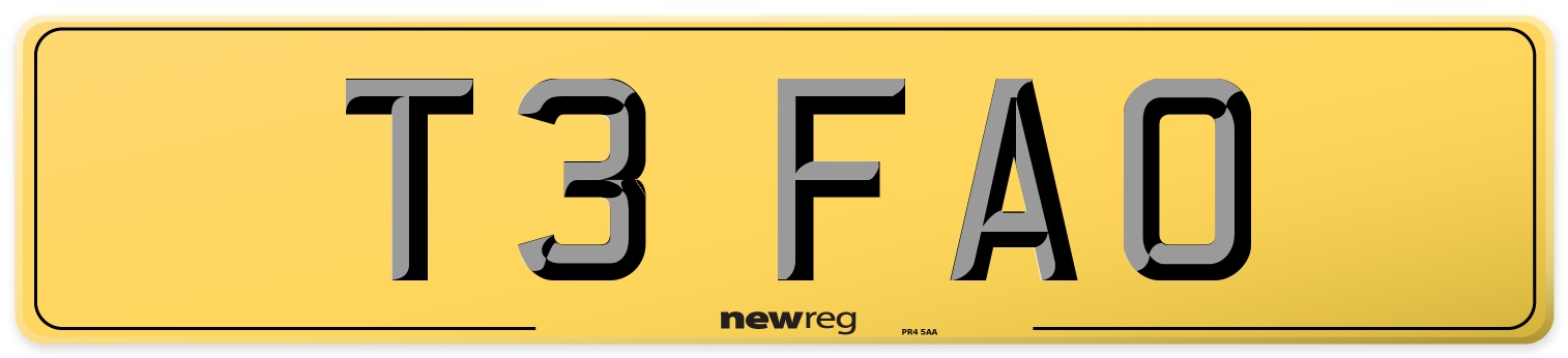 T3 FAO Rear Number Plate