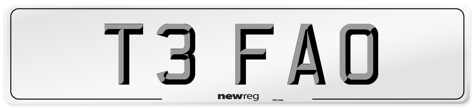 T3 FAO Front Number Plate