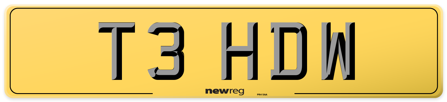 T3 HDW Rear Number Plate