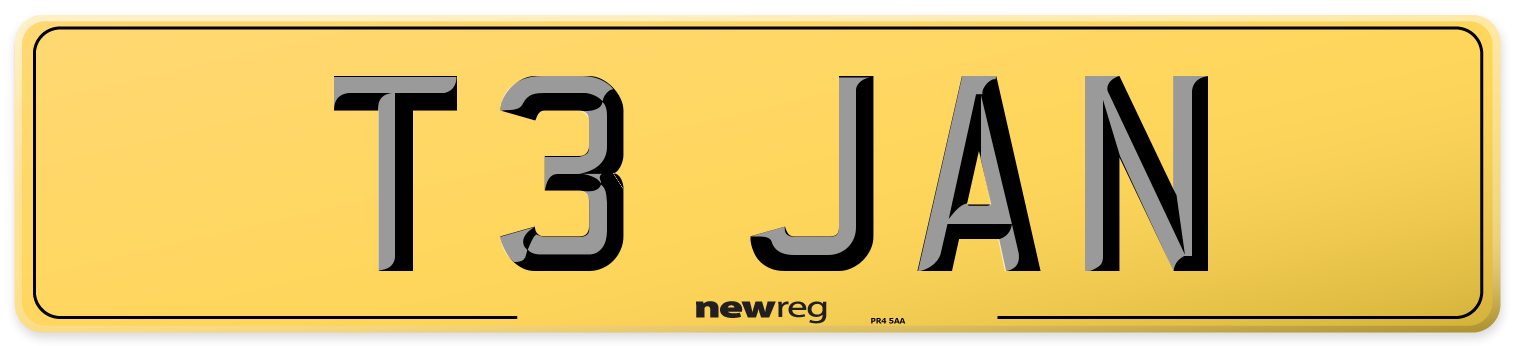 T3 JAN Rear Number Plate