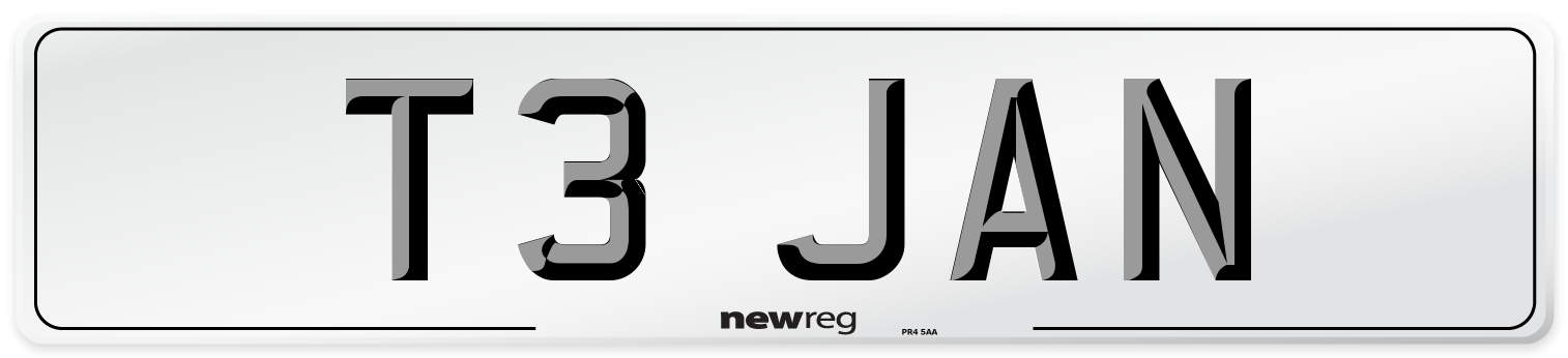 T3 JAN Front Number Plate