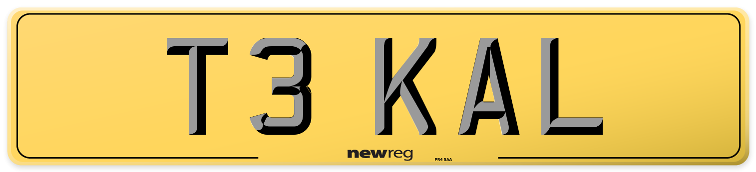 T3 KAL Rear Number Plate