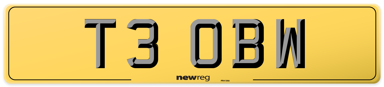 T3 OBW Rear Number Plate