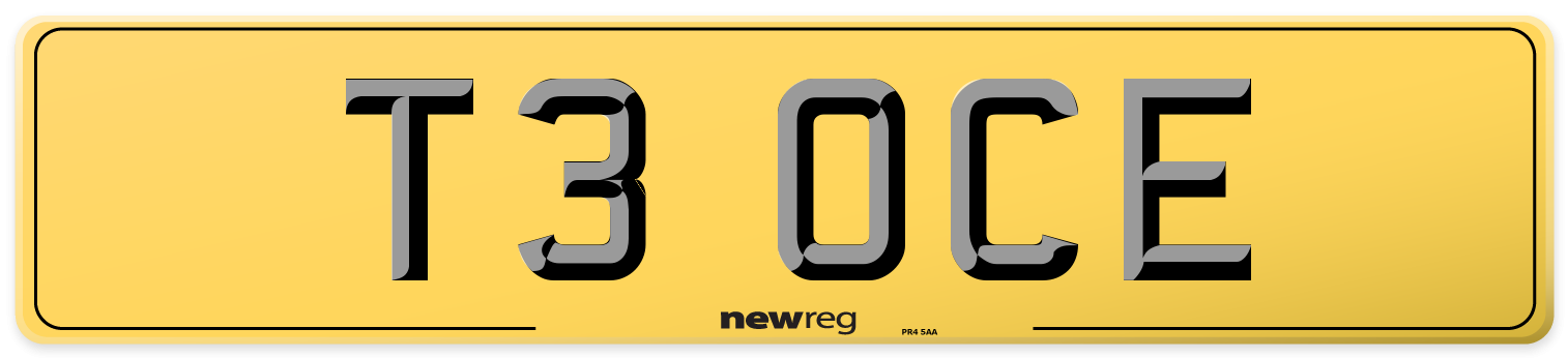 T3 OCE Rear Number Plate