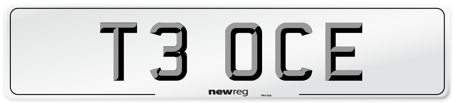 T3 OCE Front Number Plate