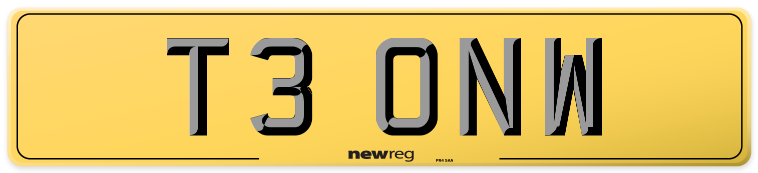T3 ONW Rear Number Plate