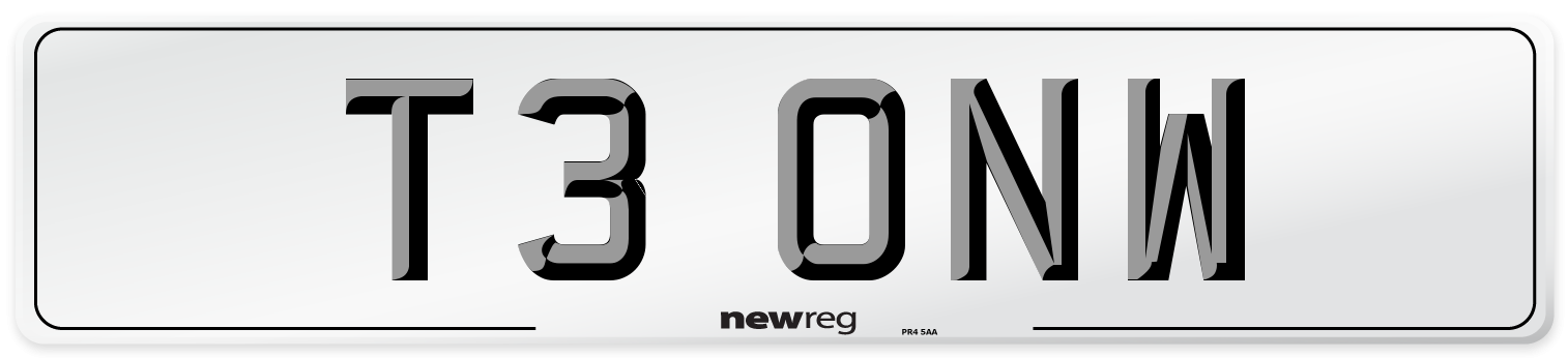 T3 ONW Front Number Plate