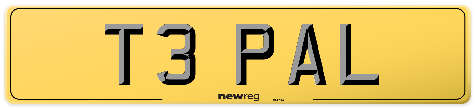 T3 PAL Rear Number Plate