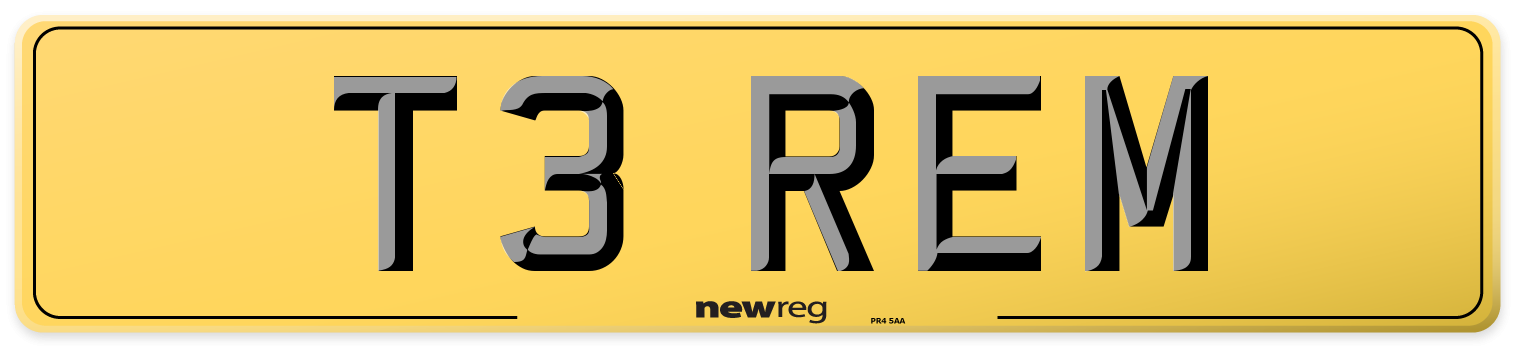 T3 REM Rear Number Plate